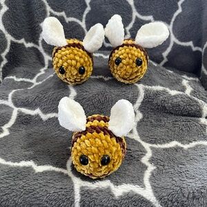 3 Hand crochet chenille bees